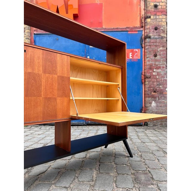 Danish Teak Shelf with Minibar on New Wooden Feet For Sale - Image 5 of 11
