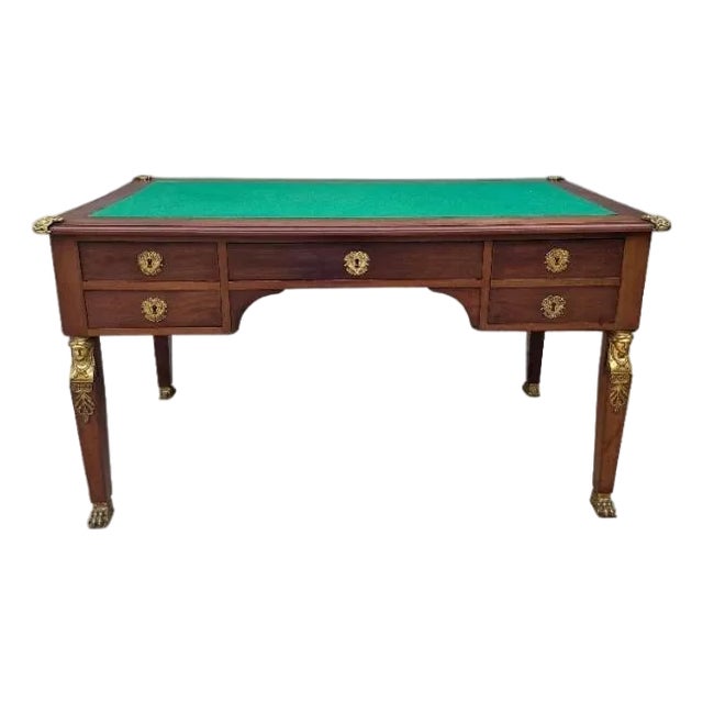 19th Century French Empire Gilt Bronze Mounted Writing Desk For Sale