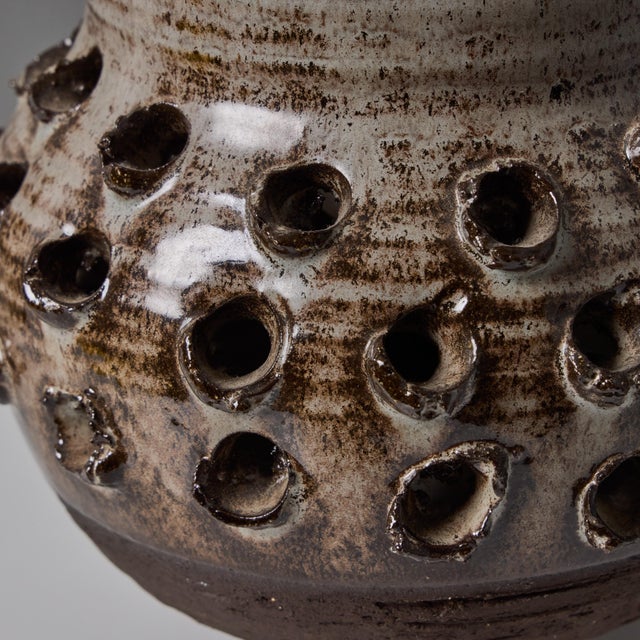 1970s Erik Glud Studio Crafted Stoneware Footed Table Lamp For Sale - Image 12 of 18