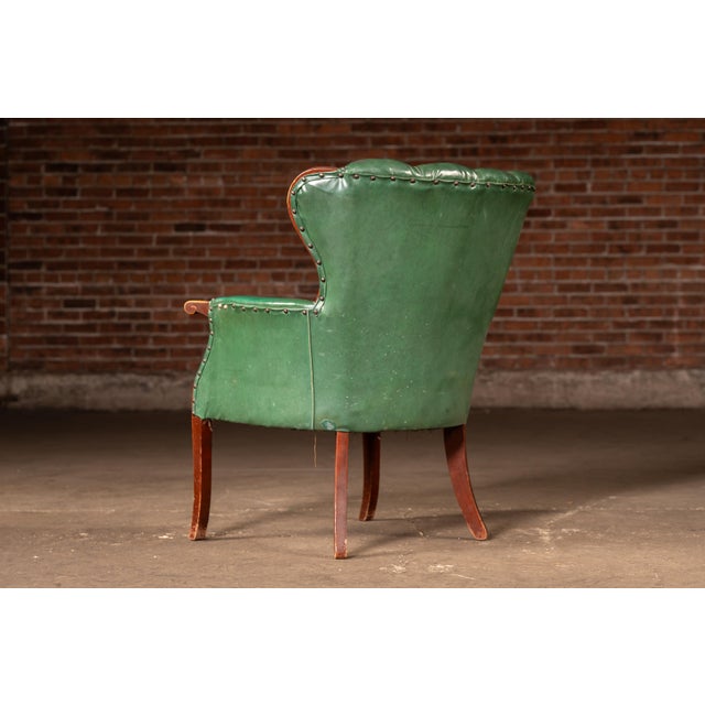 Vintage Green Vinyl Clamshell Armchair For Sale - Image 4 of 13