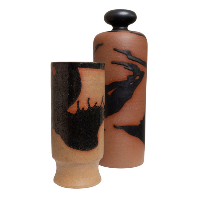 Vintage Studio Ceramic Carafe and Drinking Cup by Tristan Drechsler, 1970s, Set of 2 For Sale