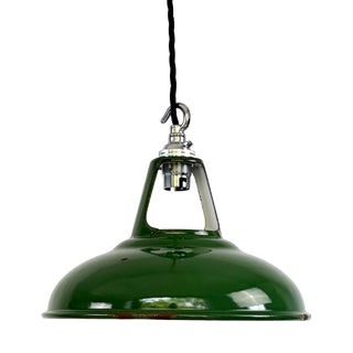 Industrial Green Enamel Pendant Light from Coolicon, 1930s For Sale