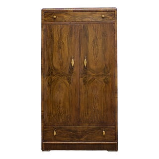 Art Deco Compact Wardrobe in Walnut, 1930s For Sale