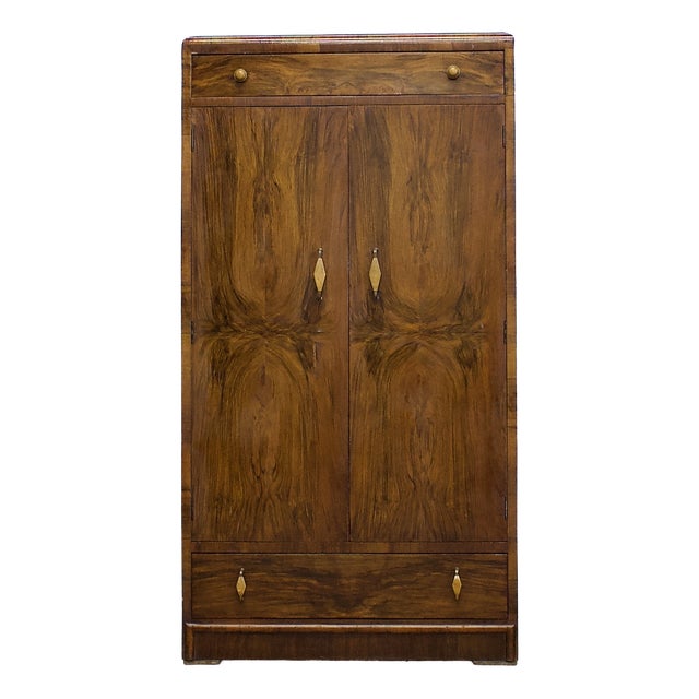Art Deco Compact Wardrobe in Walnut, 1930s For Sale