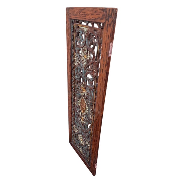 Antique Pierced Carved Wall Hanging Plaque For Sale - Image 9 of 14