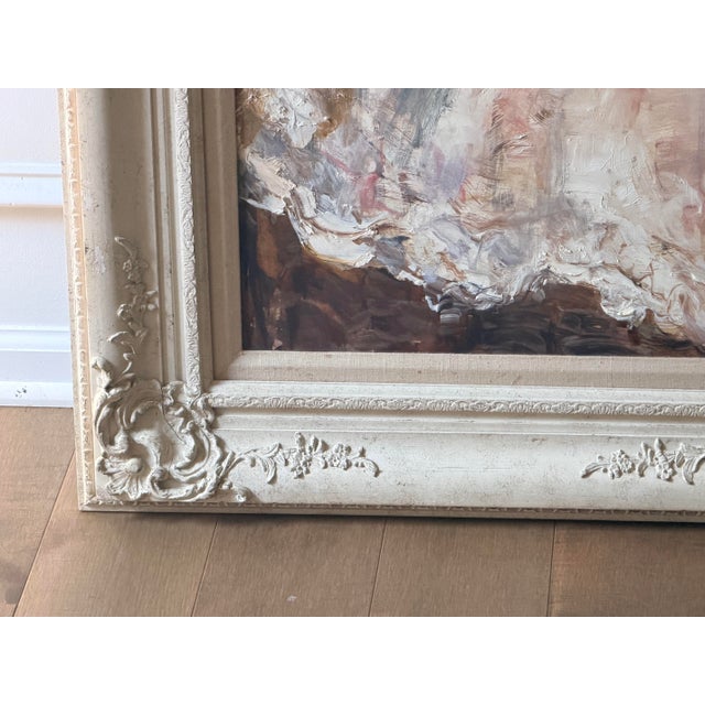 White Vintage Floral Still Life Oil Painting by Rosalie Swerett in Ornate White Frame For Sale - Image 8 of 17