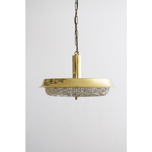 Danish Brass and Crystal Glass Pendant Lamp by Vitrika, Denmark, 1960s For Sale - Image 10 of 10