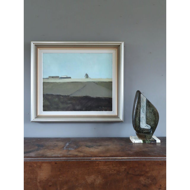 Mid-Century Modern 1959 Mid-Century Modern 'Quiet Fields' Vintage Swedish Landscape Oil Painting, Framed For Sale - Image 3 of 11