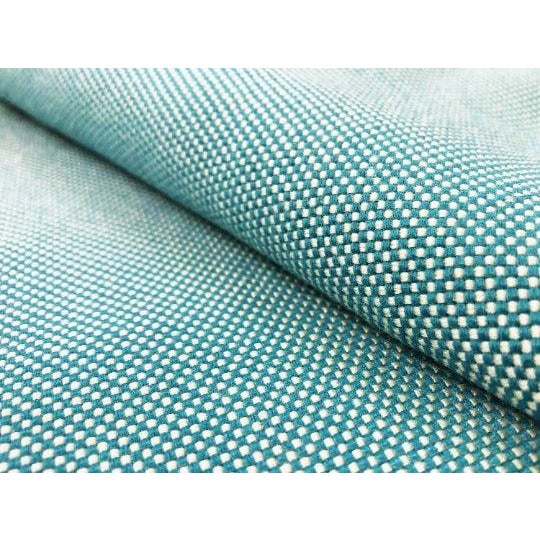 Cowtan & Tout Manuel Canovas Leni Iagon Teal Green Cream MCM Canvas Upholstery Drapery Fabric For Sale