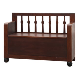 Modernist Art Deco Bench with Lift-Top Storage Seat in Oak, Belgium, 1920s For Sale