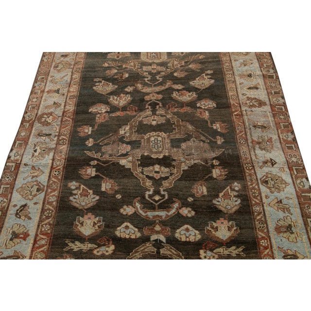 Brown Antique Bidjar Brown Handmade Medallion Floral Wool Runner For Sale - Image 8 of 10