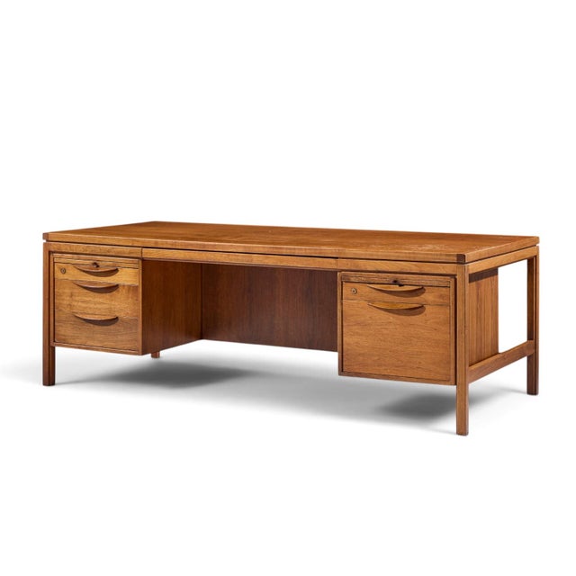 Mid-Century Modern Jens Risom Mid Century Walnut Executive Desk For Sale - Image 3 of 13
