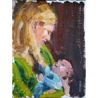 First Love by Clyde Steadman | Oil on panel Mother holding a baby in a tender embrace. For Sale