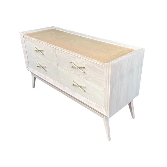 Mid-Century Modern Mid-Century Modern Oyster Lacquered Chest of Drawers X Handles For Sale - Image 3 of 14