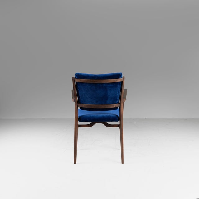 1950s Blue Velvet Wooden Chairs, 1950s, Set of 2 For Sale - Image 5 of 18