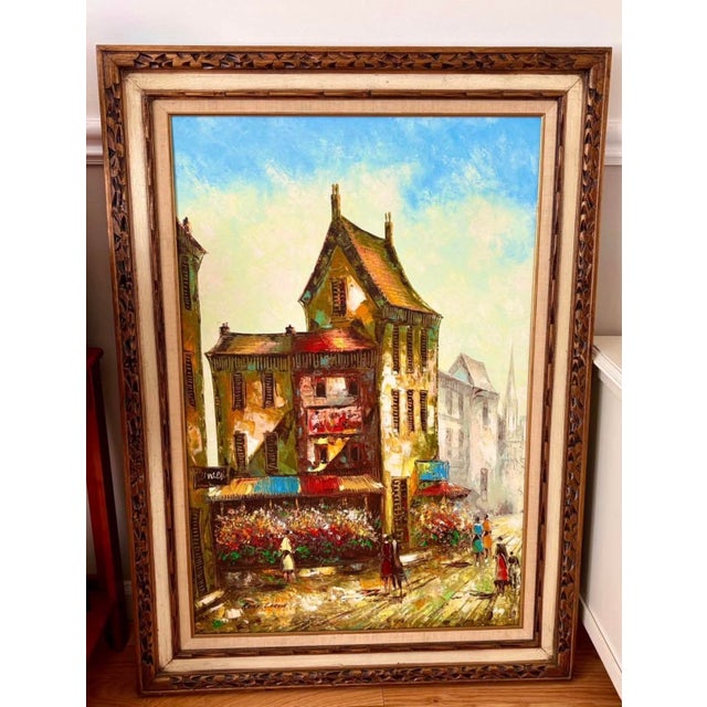 An original painting on canvas by the French artist René Caron. Created in a floral style characteristic of the era, the...