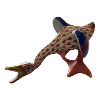 Herend Rust Fishnet Porcelain “Wild Duck” For Sale