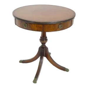 Mid 20th Century Wood Round Table With Drawers