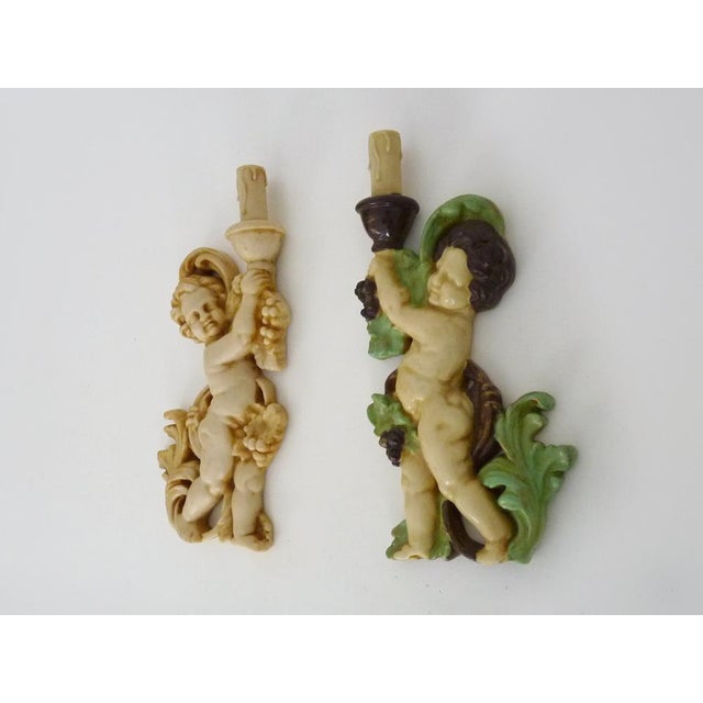 Cherub Wall Lights in Resin, 1960s, Set of 2 For Sale - Image 4 of 10