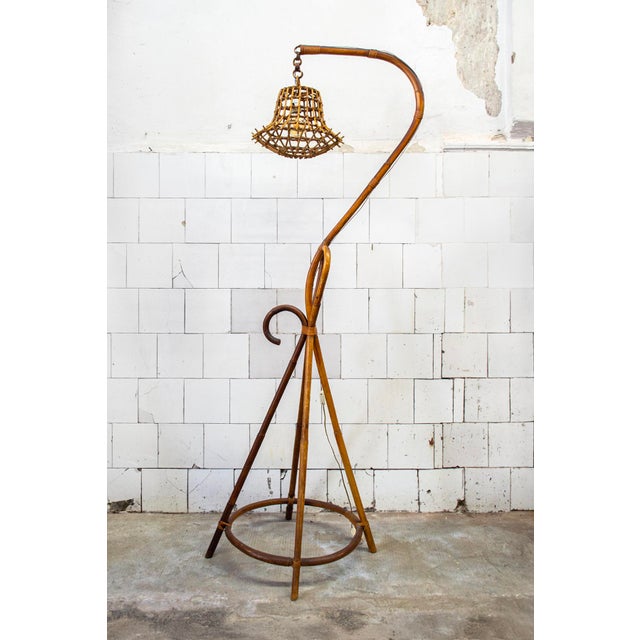 Rattan and Bamboo Floor Lamp, Italy, 1950 For Sale - Image 6 of 6