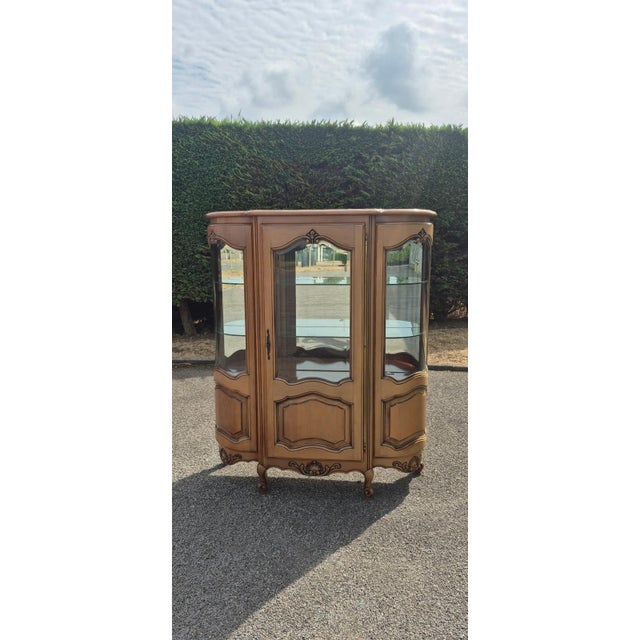 20th Century Louis XV Curved Cherrywood Display Cabinet, France, 1890s For Sale - Image 11 of 18