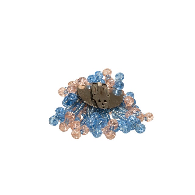 Vintage Murano Glass Beaded Necklace Set With Brooch and Bracelet, Pink and Blue, 3 Pieces For Sale - Image 14 of 18