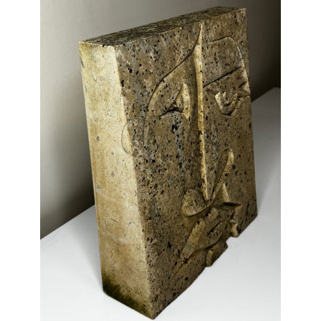 1970s Modernist British Outdoor Sculpture Limestone Face Relief, Circa 1970s — A Cubist Homage to Picasso and the Hepworth–Milne Lineage For Sale - Image 5 of 11