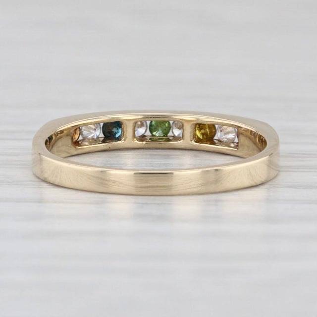 0.22ctw Multicolor Diamond Ring 14k Gold Stackable Wedding Band Size 6.75 For Sale In Greensboro - Image 6 of 8
