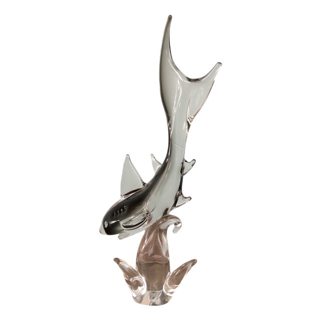Large Vintage Murano Glass Shark Sculpture, Italy, 1970s For Sale