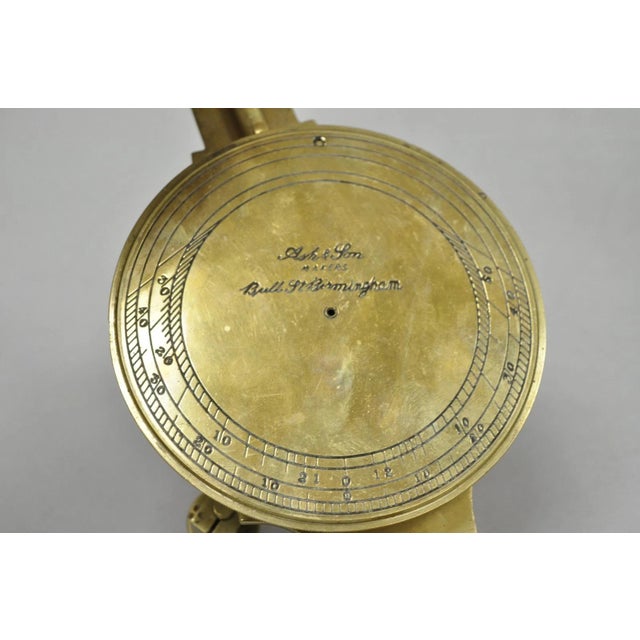 Vintage Victorian Ash & Son Makers Brass Maritime Ship Compass Birmingham Cover For Sale - Image 4 of 18