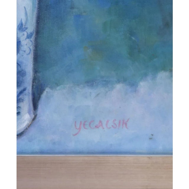 Textile Vintage Impressionist Chinoiserie Floral Still Life Oil Painting For Sale - Image 7 of 9