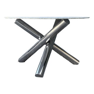 Vintage Italian Minotti Chrome and Marble Table For Sale