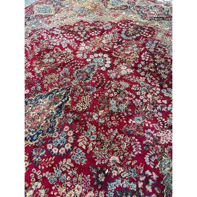 Large Floral Kirman Style Rug, 1930s For Sale - Image 6 of 18