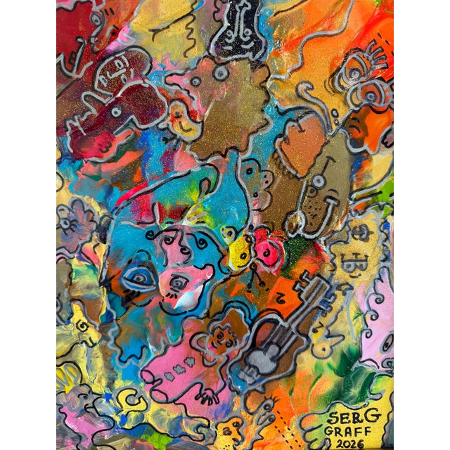 Original Abstract Painting Serg Graff "Baby & Violin" Surreal Fantasy, Coa For Sale - Image 10 of 11