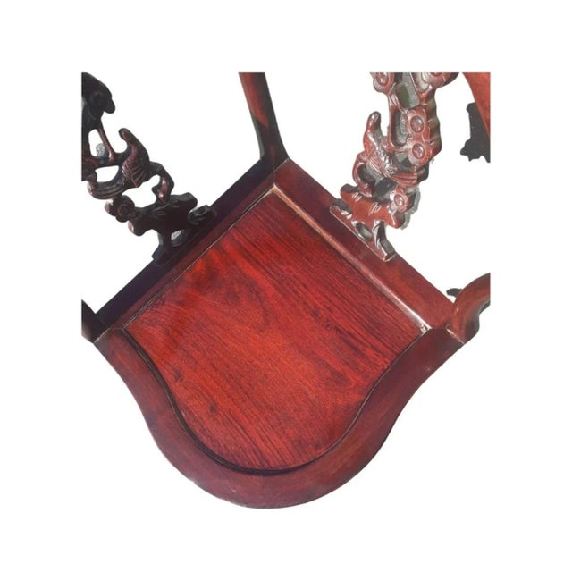Vintage Rosewood Hand Carved Oriental Corner Chair For Sale - Image 4 of 6