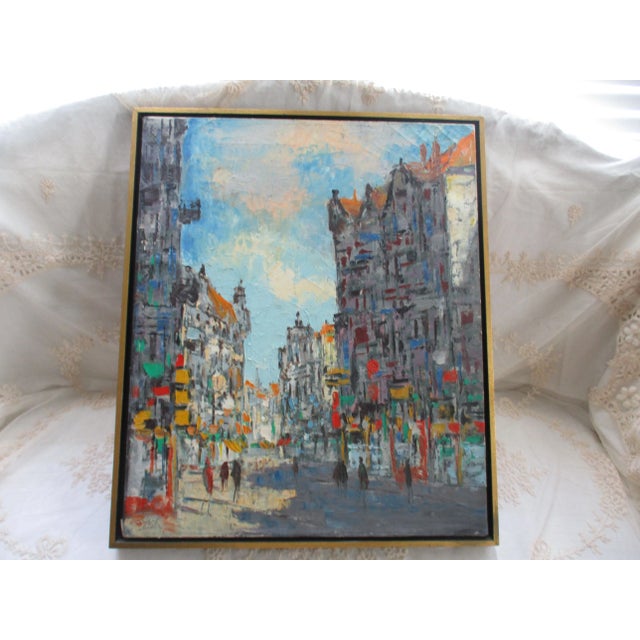 This is a Superb! 1969 Mid Century Modern Signed Impressionist Oil on Canvas Painting of Paris with Brilliant and...