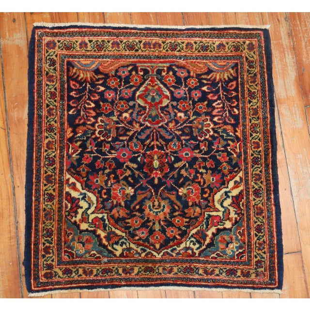 Antique Zabihi Collection Persian Kashan Navy Carpet - 1'9" x 1'10" For Sale In New York - Image 6 of 7