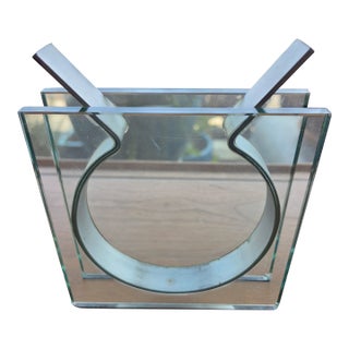 Vintage Peter Hewitt MoMA Square Ribbon Vase Glass Anodized Aluminum For Sale