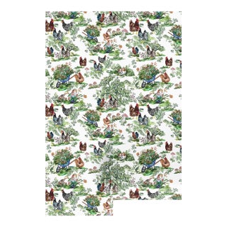 Cluckingham Farm Toile Grasscloth Wallpaper by House Party | Egg White | 8 Yards For Sale