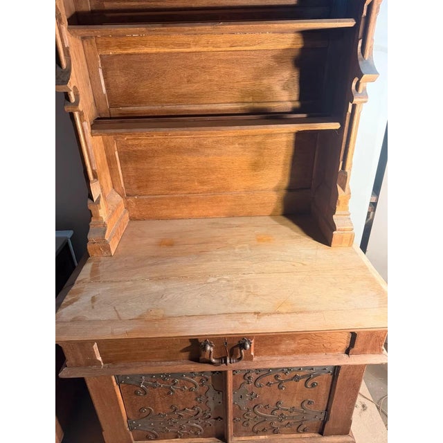 Antique Historicism Sideboard in Oak with Iron Fittings, 1890s For Sale - Image 9 of 13