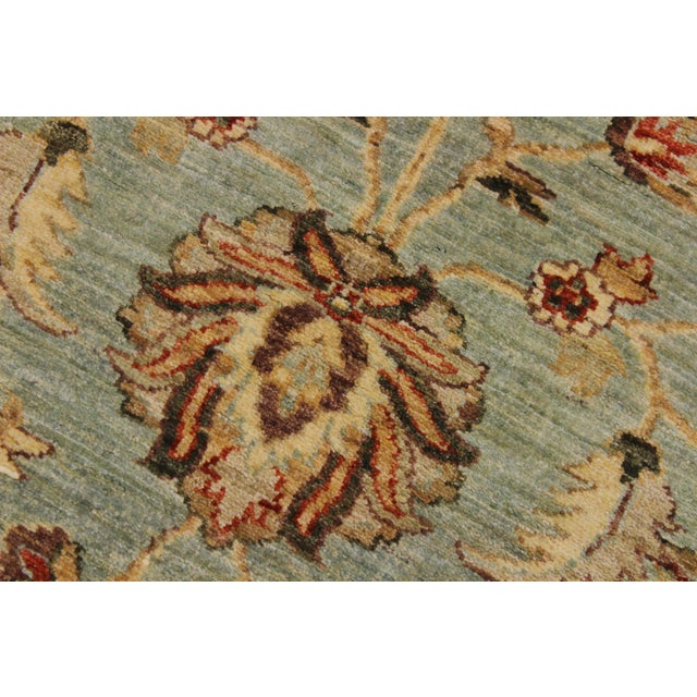 Textile Shabby Chic Ziegler 1990's Blue/Green Wool Runner Rug- 4'0'' X 11'7'' For Sale - Image 7 of 10
