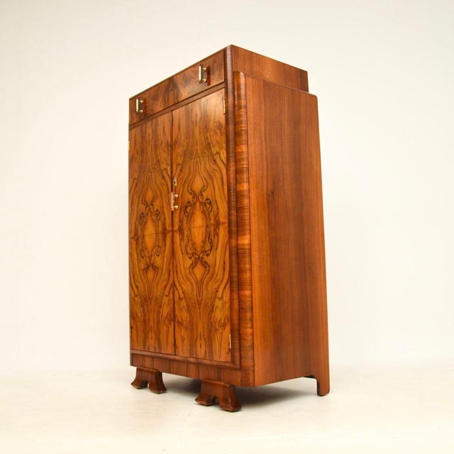 Art Deco Figured Walnut Compact Wardrobe, 1930s For Sale - Image 6 of 11