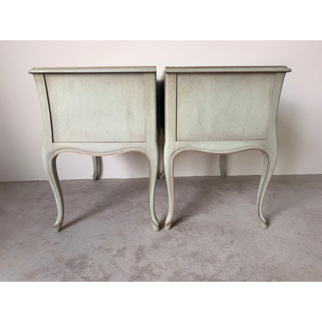 Green Vintage French Provincial Louis XV Style Nightstands – A Pair For Sale - Image 8 of 18
