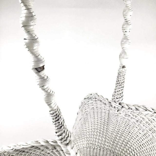 Antique White Antique White Wicker Victorian Hand Woven Artisan Butterfly Basket For Sale - Image 8 of 13