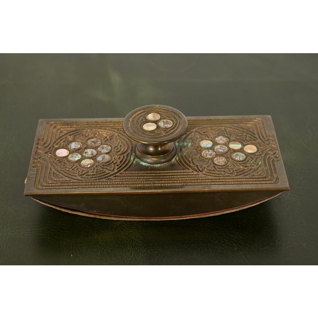 Tiffany Studios Tiffany Studios New York Bronze and Abalone Rocker Blotter For Sale - Image 4 of 11