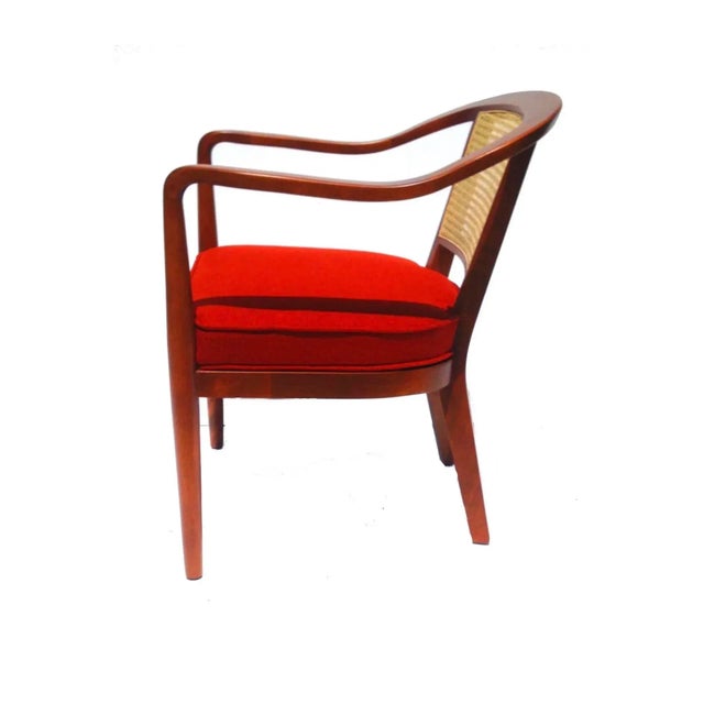 Brown 1960s Mid Century Modern Caned Back Arm Chair Restored For Sale - Image 8 of 9