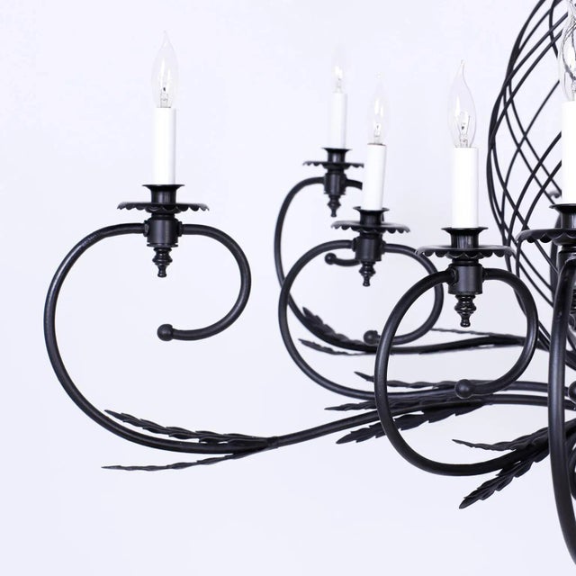 Large Midcentury Metal Pineapple Chandeliers - A Pair For Sale - Image 4 of 9