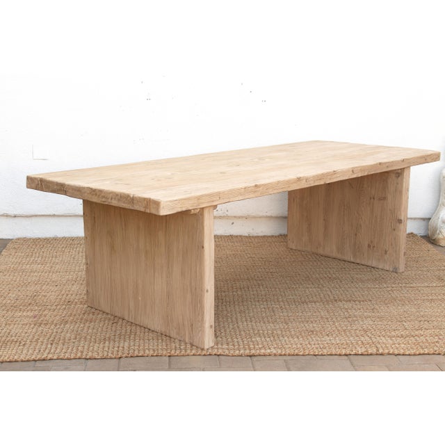 Wood The Marseille, 96" Long Reclaimed Wood Pedestal Table For Sale - Image 7 of 13