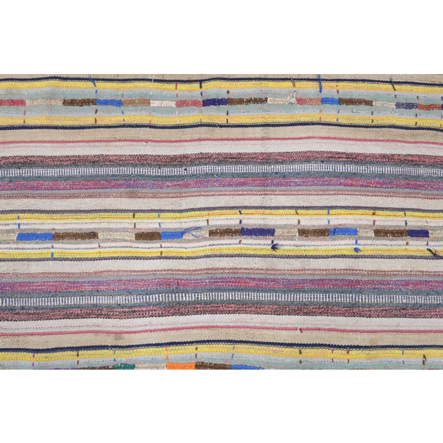 Vintage Turkish Oushak Handmade Wool Cotton Beige Kilim Area Rug For Sale - Image 10 of 11