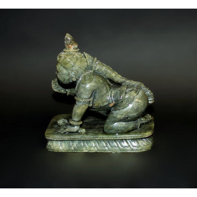 2020s Baby Krishna Statue Finely Carved Gemstone Serpentine Indian God For Sale - Image 5 of 18